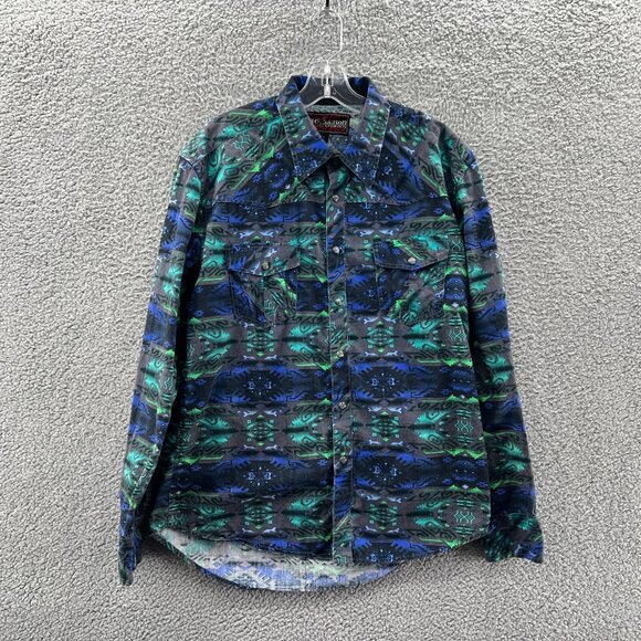 Rock N Roll Cowboy Western Pearl Snap Shirt Mens Large Multicolor Southwestern P - Picture 1 of 9